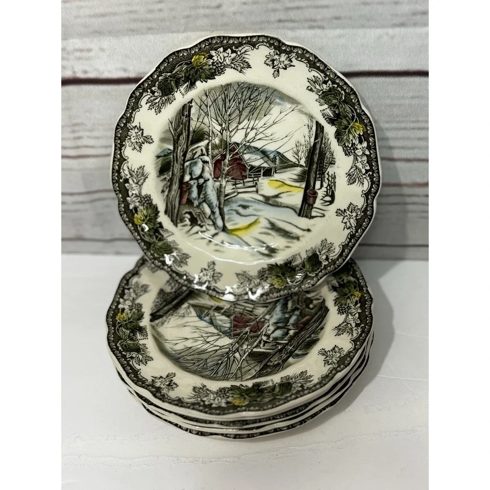 6~Johnson Bros.‎ Friendly Village Bread & Butter/Dessert Plate Sugar Maples